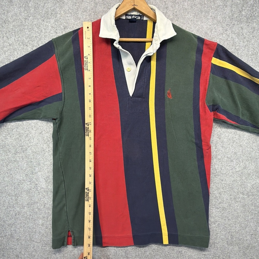 Nautica Polo Shirt Men XL Multicolor Striped Rugby Long Sleeve Color Block - Picture 4 of 7